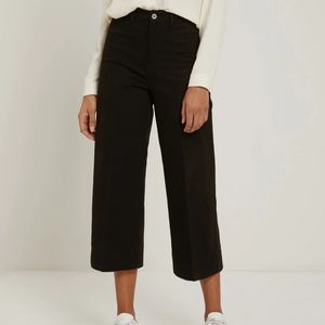 Frank and Oak Josephine Wide Leg High Rise Crop Pants Black 13